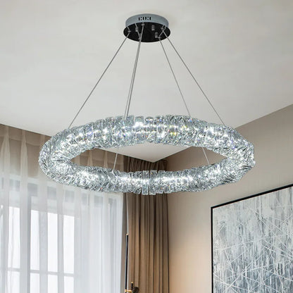 DecorBites™ Dimmable Crystal Chandelier Pendant Light for Modern Luxury Living Room.