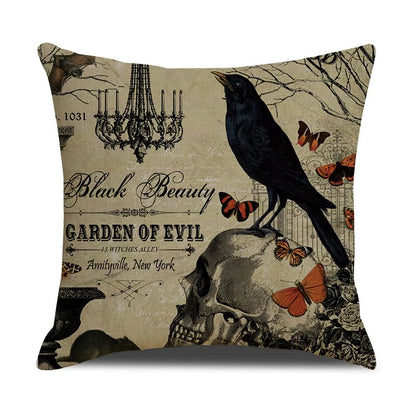DecorBites™ Halloween Pillowcase Set - Festive Sofa Cushion Covers with Pumpkin Cat Witch Hat Print.