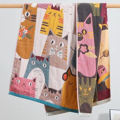 DecorBites™ Kids' Cute Cats Cotton Gauze Bath Towel