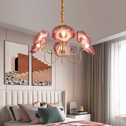 DecorBites™ Lotus Leaf Glass Ceiling Chandelier with E14 Bulb