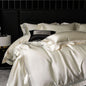 Decobites Brocade Lace Edge Egyptian Cotton Bedding Set - 4Pcs