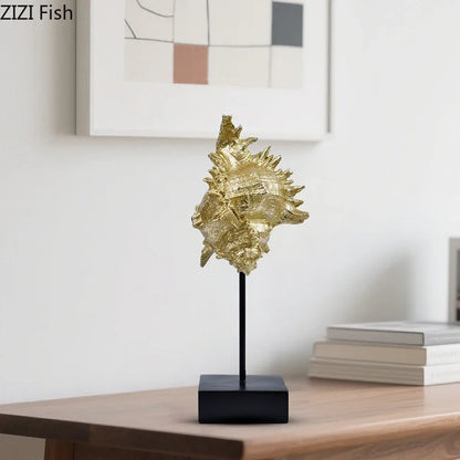 DecorBites™ Gold-plated Mermaid Statue Resin Sculpture Room Decor Marine Organism Ornament