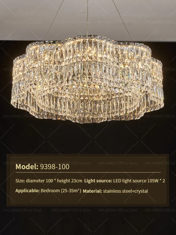 DecorBites™ Crystal Luxe Chandelier for Modern Living Room, High-End Restaurant Light