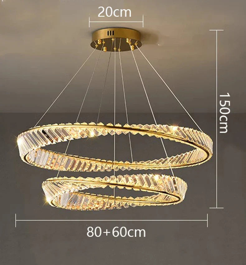 DecorBites™ Crystal Chandelier: Luxury Pendant Lamp for Living Room and Bedroom