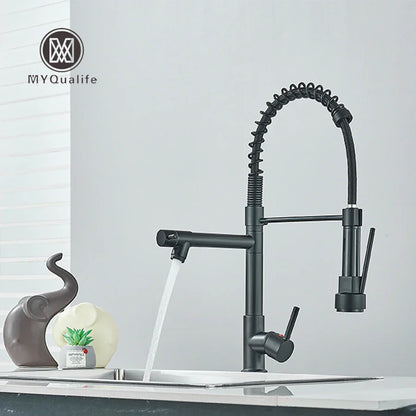DecorBites™ Dual Spout Brass Kitchen Sink Faucet with 360° Rotation - Chrome