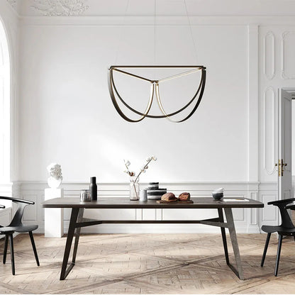 ثريا ديكوربايتس™ الهندسية LED باللون الأسود الذهبي - مصابيح داخلية حديثة معلقة لغرفة المعيشة
