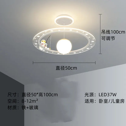 DecorBites™ Astronaut LED Chandeliers: Remote-controlled Ceiling Pendant for Children's Room, Boy's Study, Nursery