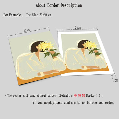 Pintura abstracta de lienzo con diseño de niña, mano, fruta, flor, hoja, jarrón, arte de pared