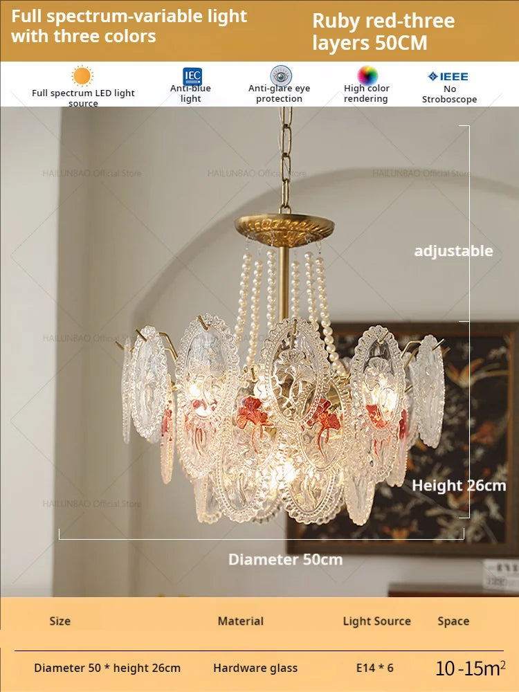 DecorBites™ Glass Dining Room Chandelier: Retro French Style for Living & Master Bedroom