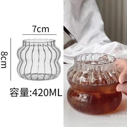DecorBites™ Gourd Shape Glass Cup Set for Coffee, Whiskey, Wine, Yogurt - 300/520ml
