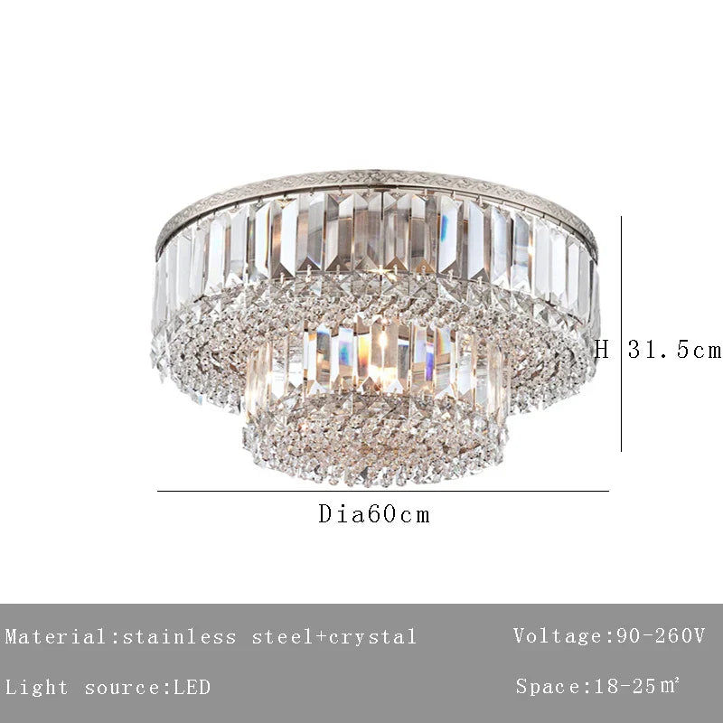 DecorBites™ Large Crystal Chandelier Chrome Hanging Lamp for Dining Room Decor