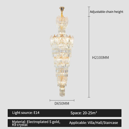 DecorBites™ Crystal European Long Chandelier for Elegant Living Room Décor