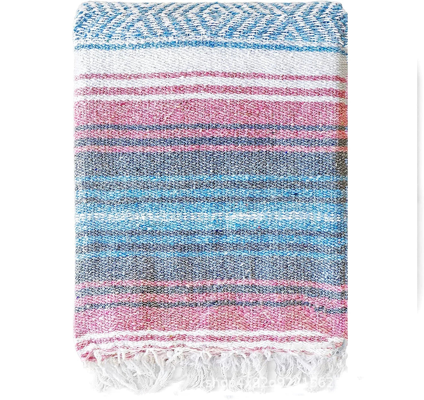 DecorBites™ Handwoven Mexican Blanket - Multicolor Geometry Beach Shawl