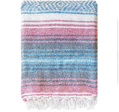 DecorBites™ Handwoven Mexican Blanket - Multicolor Geometry Beach Shawl