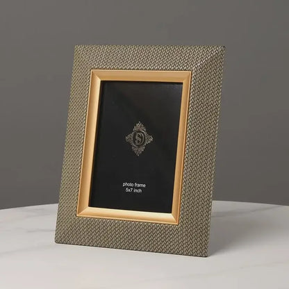DecorBites™ Leather Metal Picture Frame: Luxury Office Study Bedroom Decor & Gift
