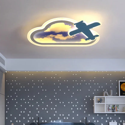 DecorBites™ Blue Sky Airplane Chandelier: Kids Study Room Decoration & Dimmable Indoor Lighting