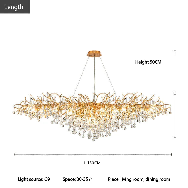 DecorBites™ Crystal Tree Branch Chandelier: Luxury LED Pendant Light for Elegant Living Spaces