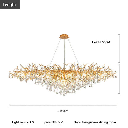 DecorBites™ Crystal Tree Branch Chandelier: Luxury LED Pendant Light for Elegant Living Spaces