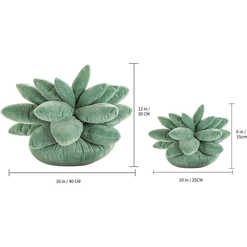 Cojín de felpa DecorBites™ con forma de cactus suculento 3D para decoración de sala de estar