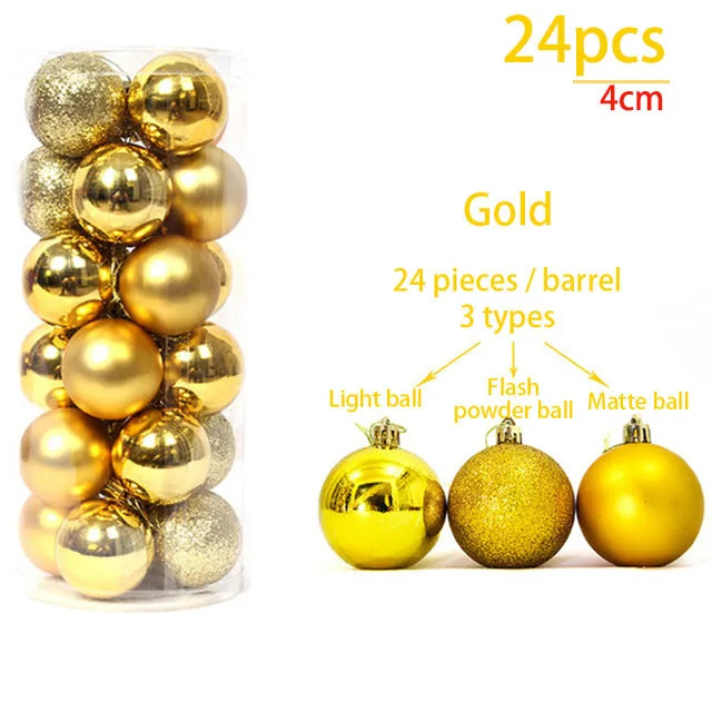 24/36pcs Christmas Balls Decoration Christmas Pine Tree Ornament Red Navy Blue Ball Ornament Xmas Hanging Tree Pendants Navidad