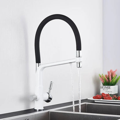 Decorbites™ Messing Küchen-Wasserfilterarmatur mit doppelter Auslauf, 360° drehbar, Trinkwasserfilter-Mischer