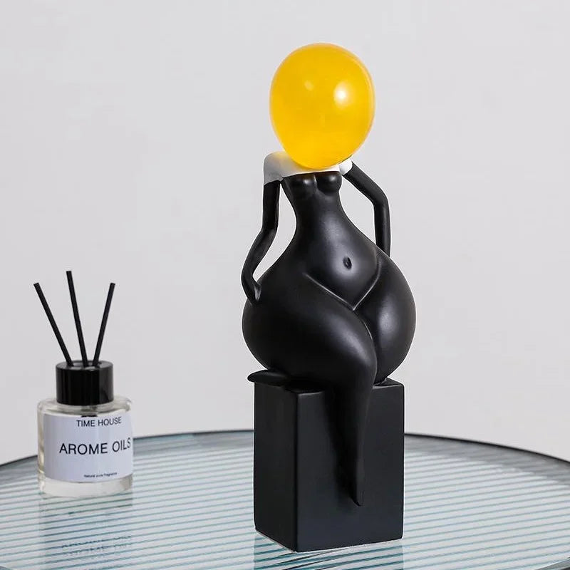 ديكور بايتس™ - تماثيل صغيرة لجسم المرأة مصنوعة من الراتنج باللونين الأبيض والأسود - ديكور منزلي