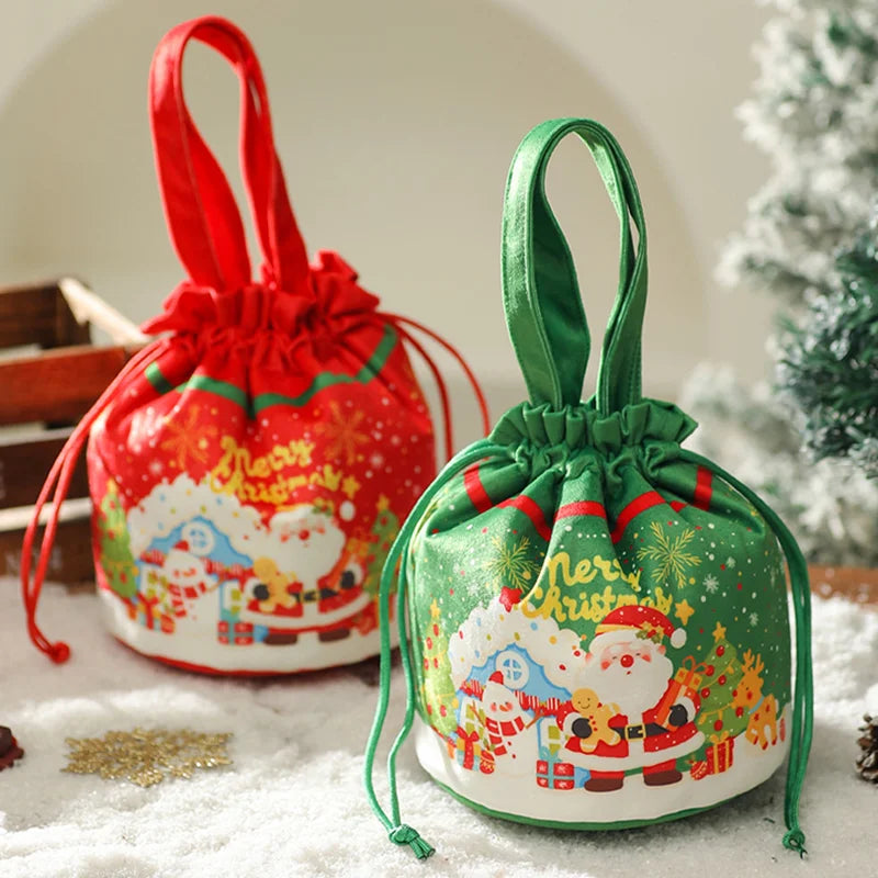 DecorBites™ Christmas Eve Apple Bag: Festive Handheld Gift Bag for Santa Candy 和 Children