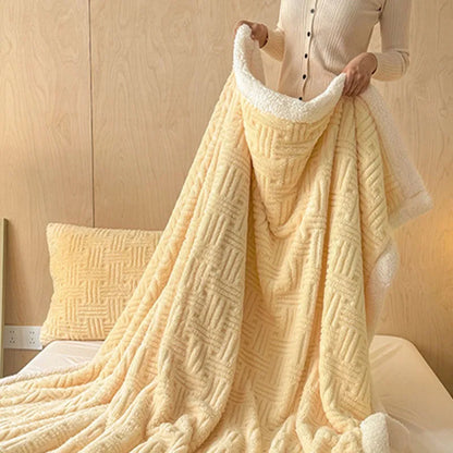 DecorBites™ Jacquard Lamb Wool Double-Layer Blanket for Cozy Comfort & Style