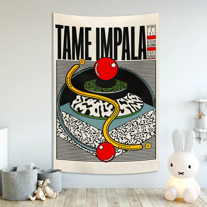 Decobites Tame Impala Psychedelic Band Tapestry: Boho Rock Music Wall Art Decor