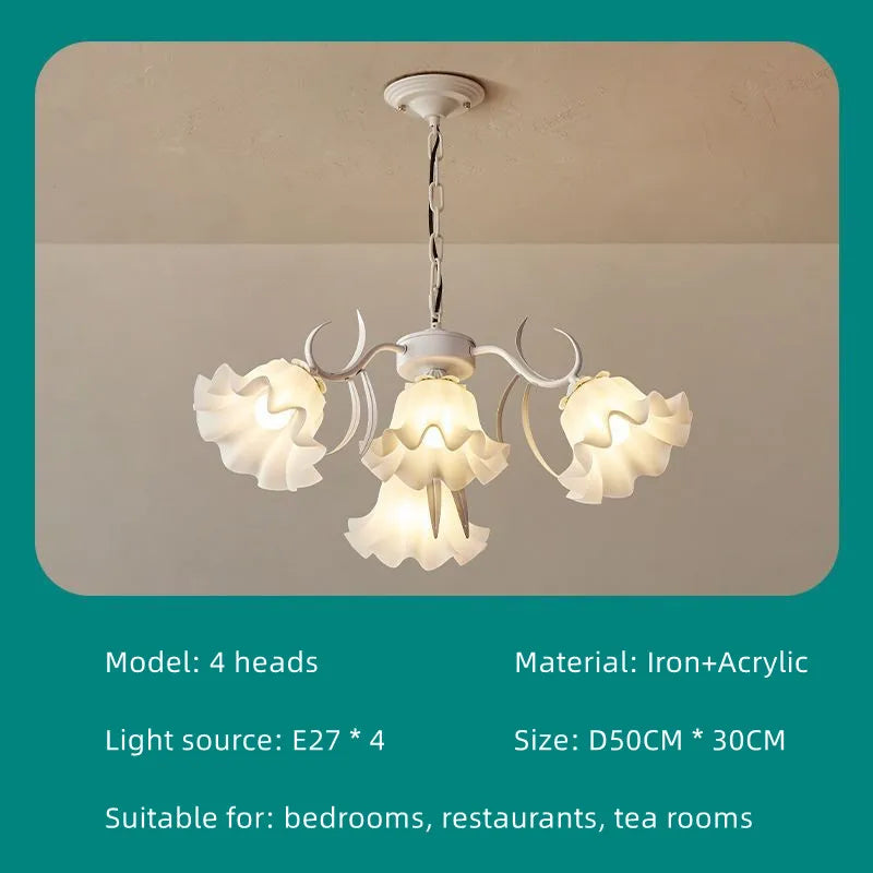 DecorBites™ French Retro LED Flower Chandelier for Bedroom, Restaurant, Living Room