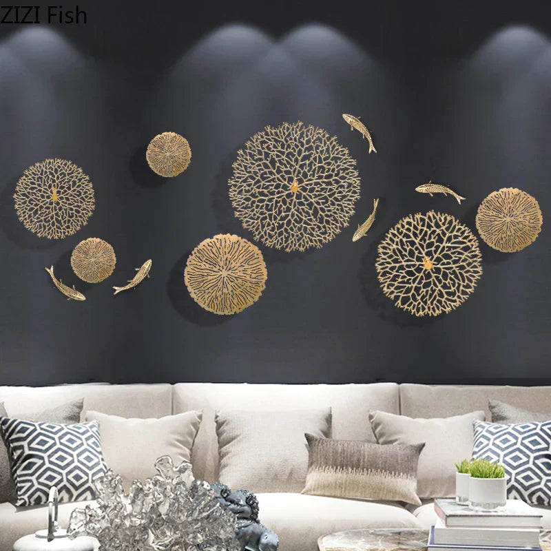 Gold Coral Fish Wall Decor