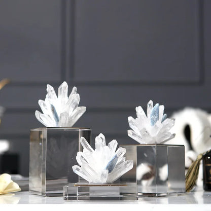 DecorBites™ Crystal Flower Marble Base Sculpture: Modern Artwork for Living Room Decor