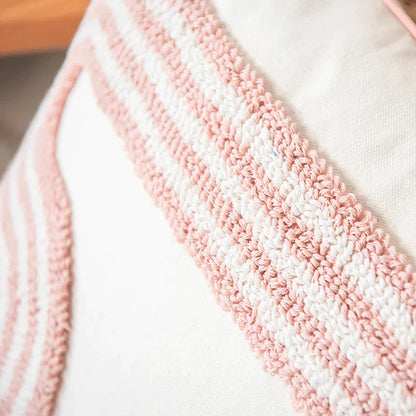 Funda de cojín DecorBites™ de algodón con bucles y mechones color marfil para decoración del hogar