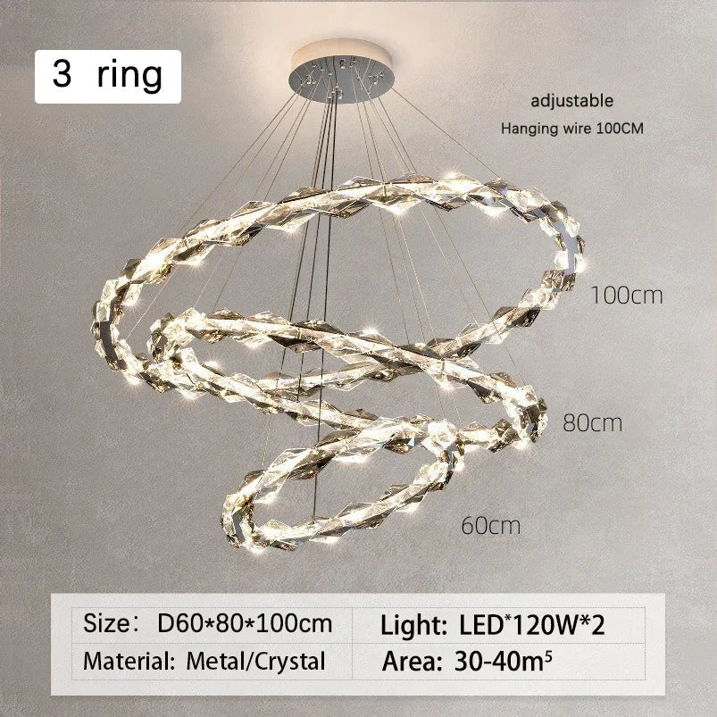 DecorBites™ Crystal Ring Chandelier: Modern Dimmable LED Ceiling Fixture