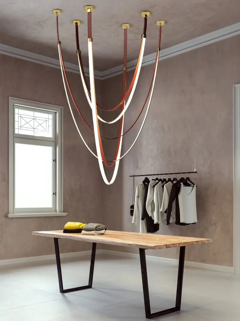 Flex Leather Belt LED Chandelier Light
