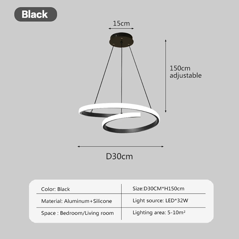 Nordische LED-Hängeleuchte Minimalistisches Doppelring-Design in Schwarz und Weiß Hauptlicht für Wohnzimmer Schlafzimmer Esszimmer Villa