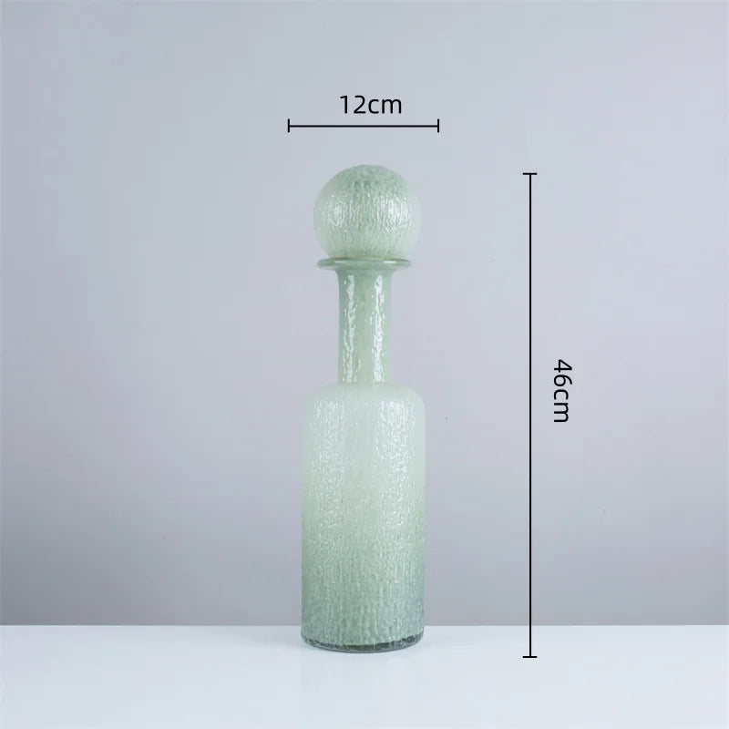 DecorBites™ Grey Round Glass Vase Hammer Lid Terrarium Home Decoration