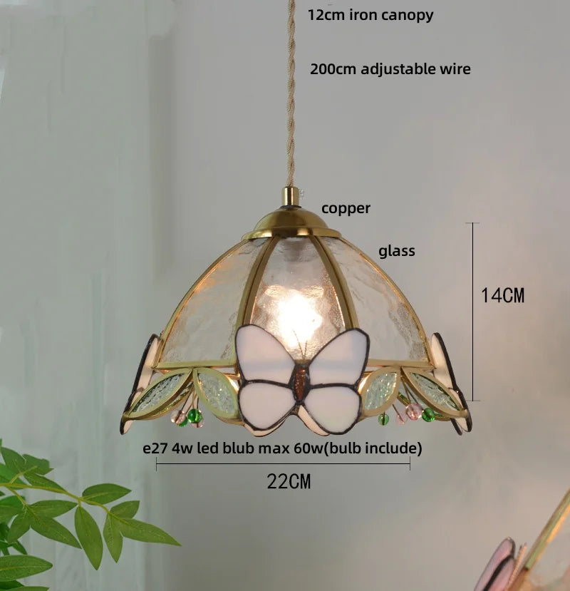 DecorBites™ Butterfly Tiffany Glass Pendant Lamp Modern Nordic LED Hanging Light