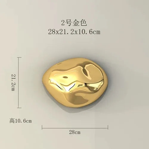 ديكور بايتس™ زينة جدارية من الحجر الذهبي ثلاثي الأبعاد لديكور أنيق للغرفة