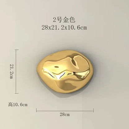 ديكور بايتس™ زينة جدارية من الحجر الذهبي ثلاثي الأبعاد لديكور أنيق للغرفة