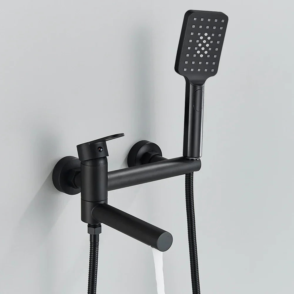 صنبور حوض الاستحمام الأسود المُثبّت على الحائط من DecorBites™ لنظام الدش المُدمج في الحائط