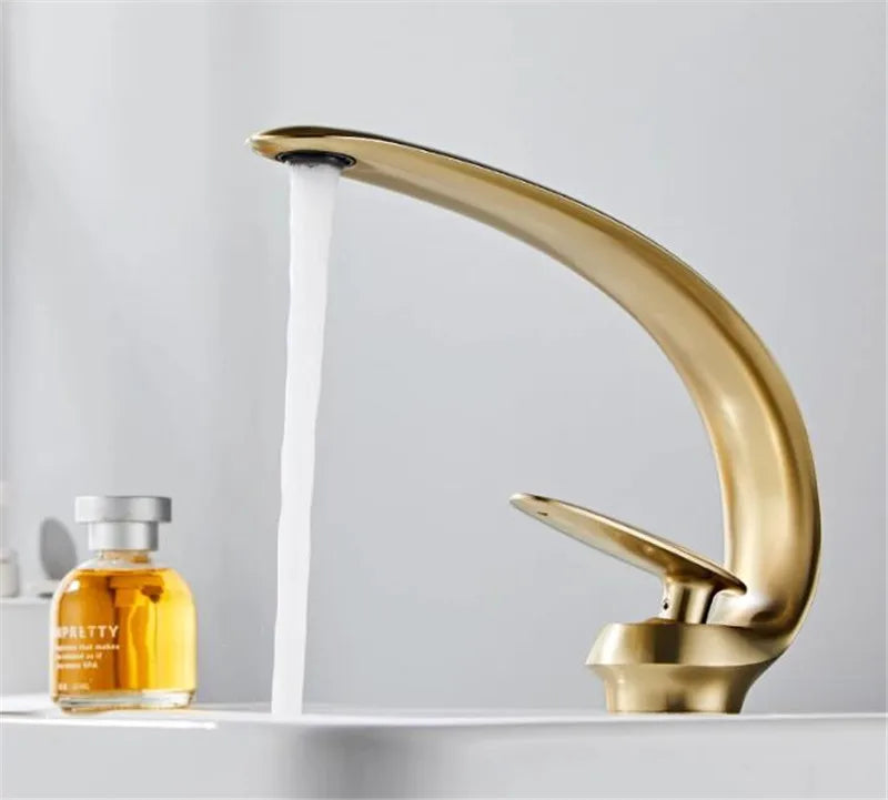 DecorBites™ Brushed Gold Basin Faucet - Single Handle Bathroom Sink Faucet