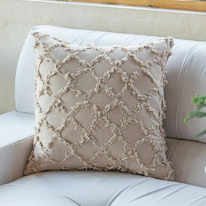 غطاء وسادة قطني من DecorBites™‎ بتصميم ماسي بلون الخردل البرتقالي والبيج لغرفة المعيشة والأريكة والسرير