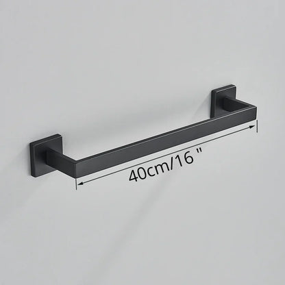 مجموعة إكسسوارات الحمام السوداء من DecorBites™: خطاف رداء، سكة مناشف، رف، حامل مناديل