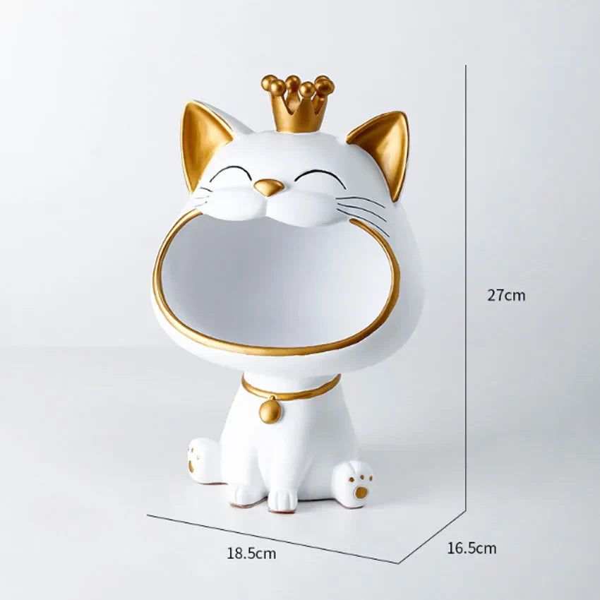 DecorBites™ Lucky Cat Sculpture: Modern Table Decoration & Storage Box Ornament