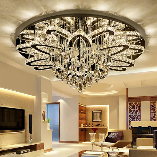 DecorBites™ Dimmable LED Crystal Chandelier Chrome Ceiling Light Fixture
