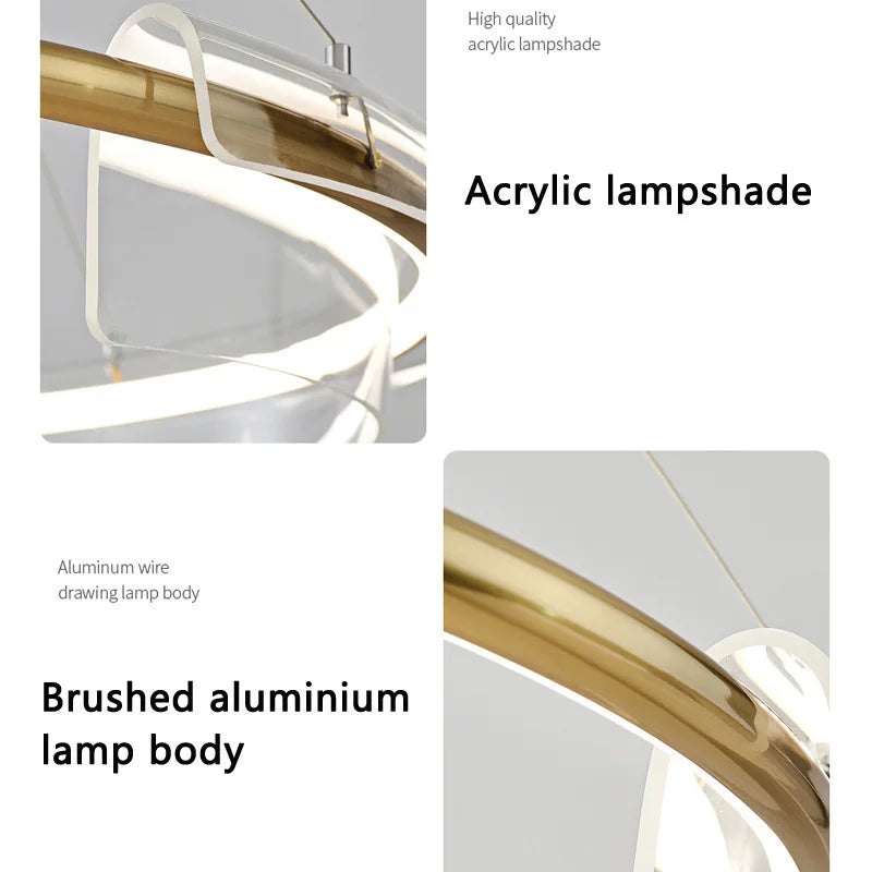 Lámpara colgante LED DecorBites™ con diseño de anillo dorado, estilo moderno para decoración del hogar.