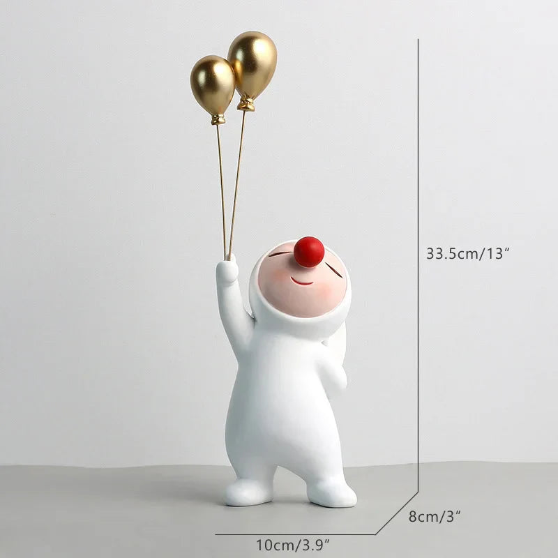DecorBites™ Clown Bust Sculpture: Golden Candy/Key Tray Kids Balloons Figurine Decor