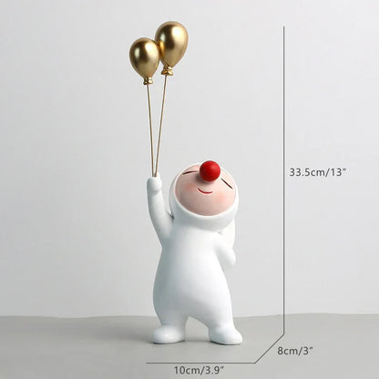 DecorBites™ Clown Bust Sculpture: Golden Candy/Key Tray Kids Balloons Figurine Decor