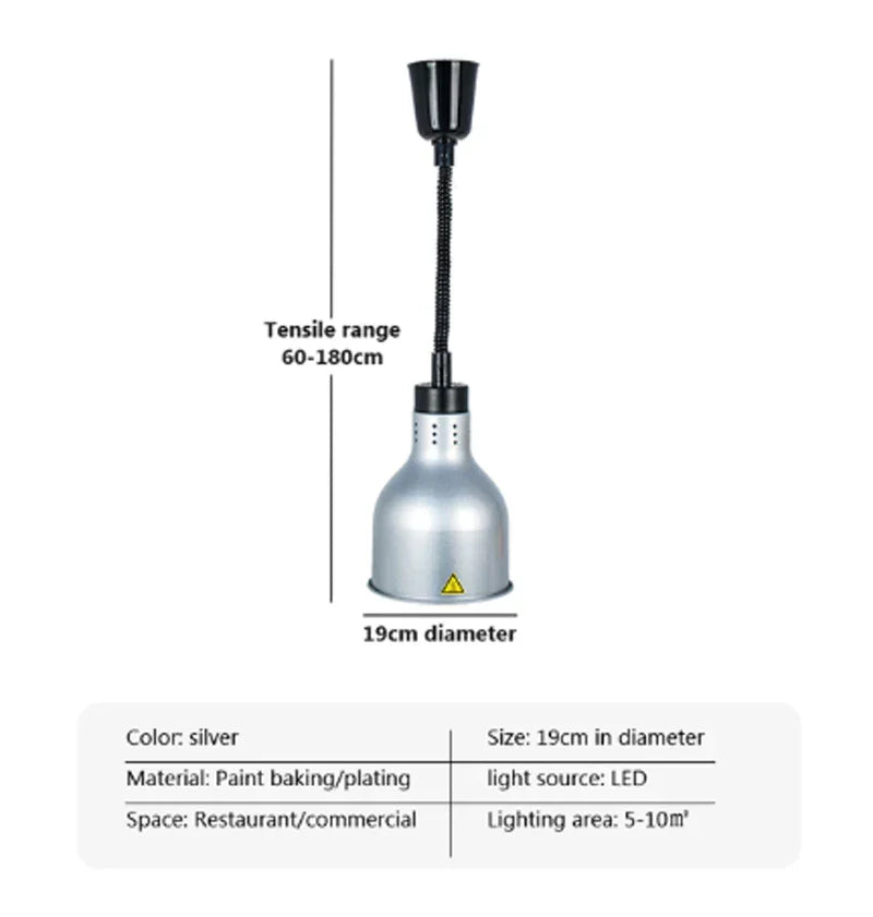 DecorBites™ Electric Food Heat Lamp: Telescopic Pendant Light for Restaurant's Kitchen Fixtures